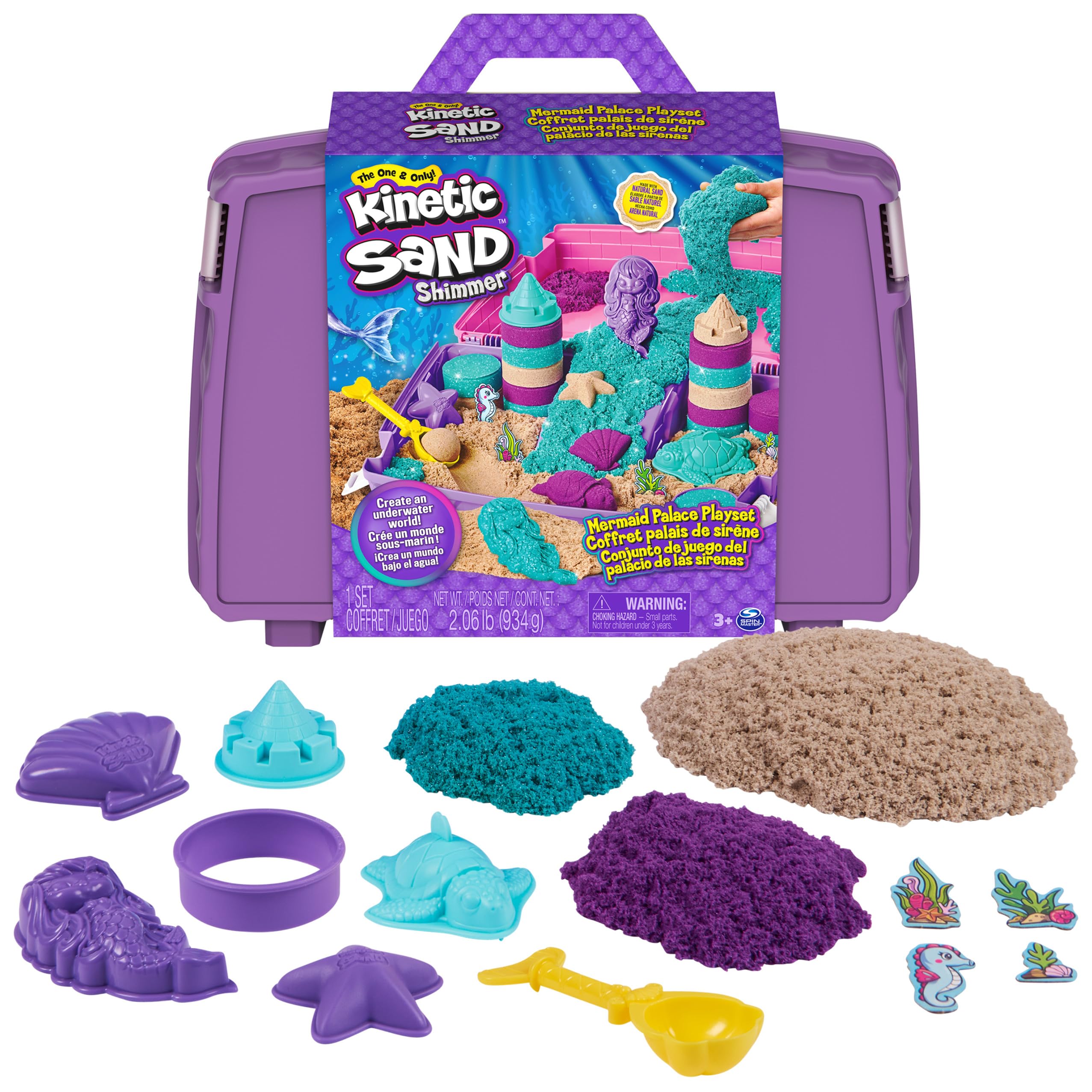 〈パープル〉ナチュラルメディスンギンコ　2個セット Kinetic Sand, Mermaid Palace Playset Folding Sandbox with 2.06lbs